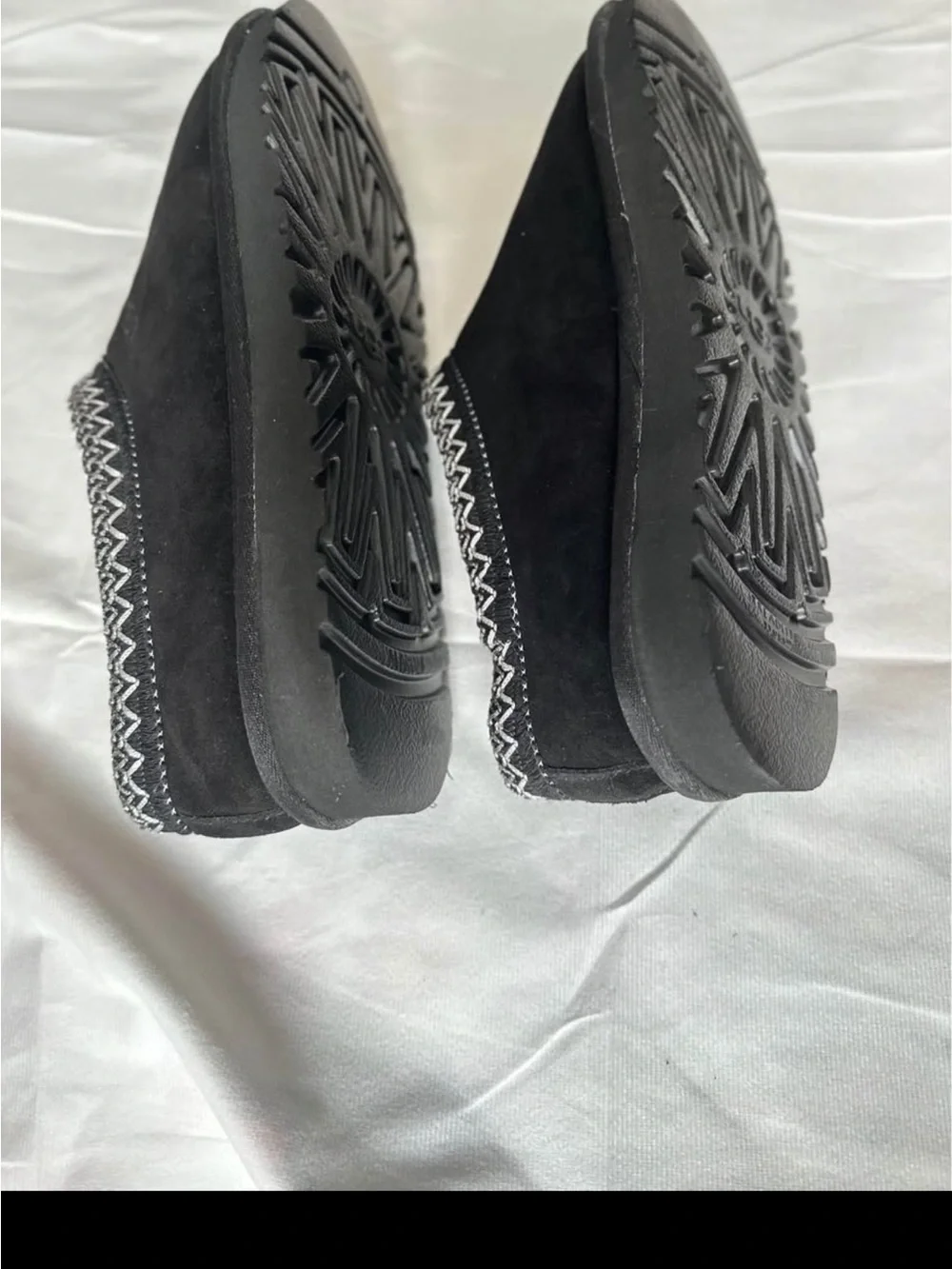 UGG Black Plush Lined Slip-On Slipper with Contrast Stitching